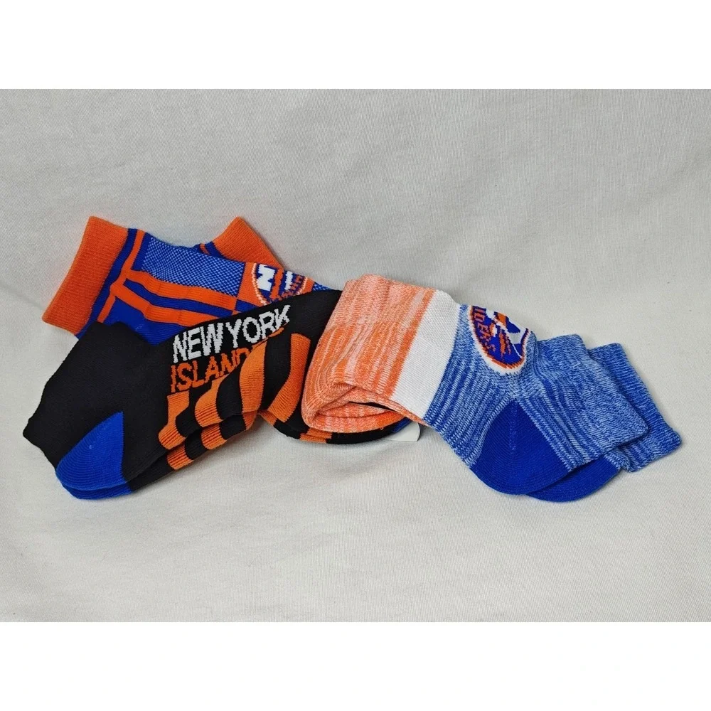 NWT‎ Socks For Bare Feet 3-pack New York Islanders NHL Men's Size L 10-13 NEW!